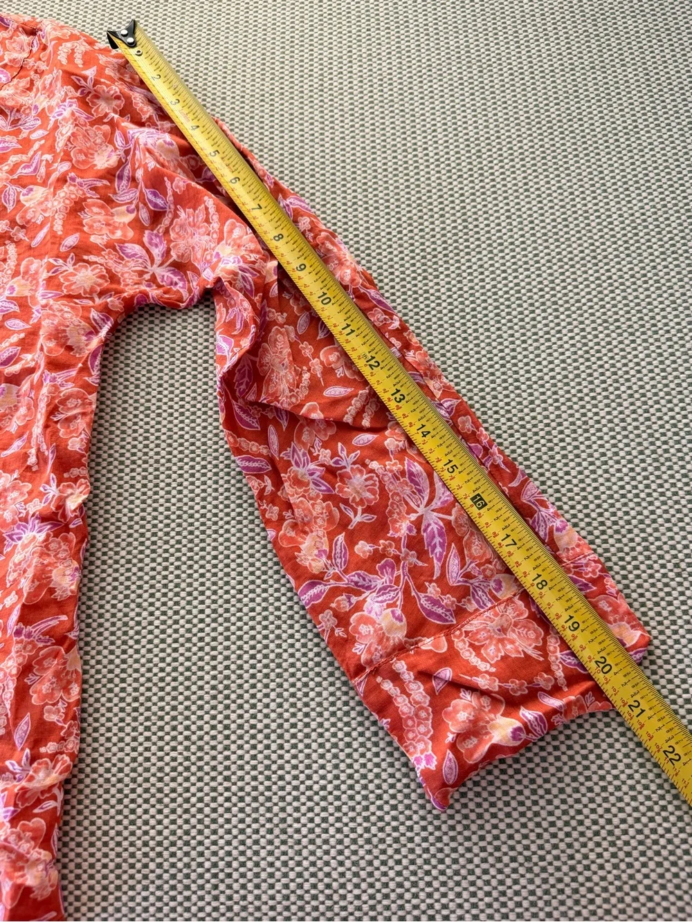 J. Crew Rusty-Orange Floral Ramie Fabric Split-Neck Tunic #129